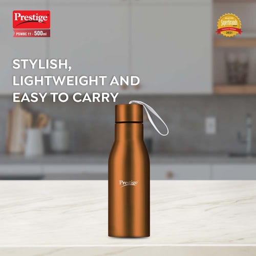 Prestige Thermopro PSWBC 11 Stainless Steel Water Bottle, 0.5L (Brown)