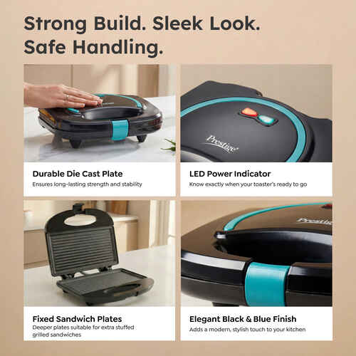 Prestige Sandwich Toaster PSMFB (D) Designer Series With Fixed Sandwich Plates