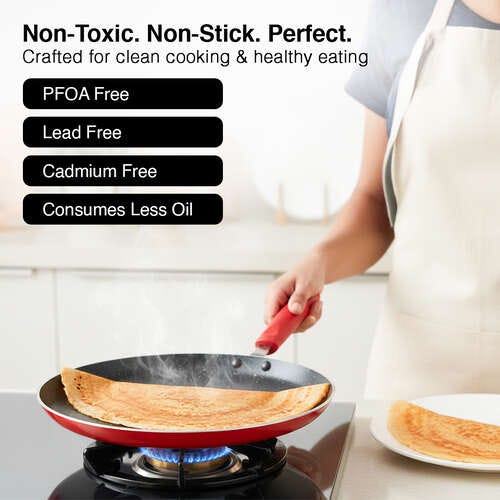 Prestige Aluminum Omega Cookware Set, 3-Piece, 1.5 Liters, Red