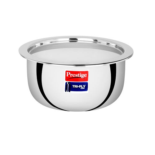 Prestige Tri-ply Stainless Steel Induction Base Tope with Lid, (Silver) 20 cm