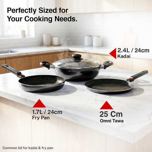 Prestige Festival Pack Induction Bottom Non-Stick Coated Cookware Set (Aluminium, 3 - Piece)