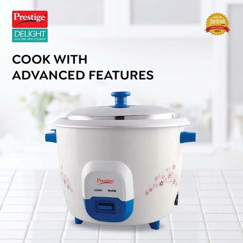 Prestige Atlas Delight Electric Rice Cooker (1 L, Blue)