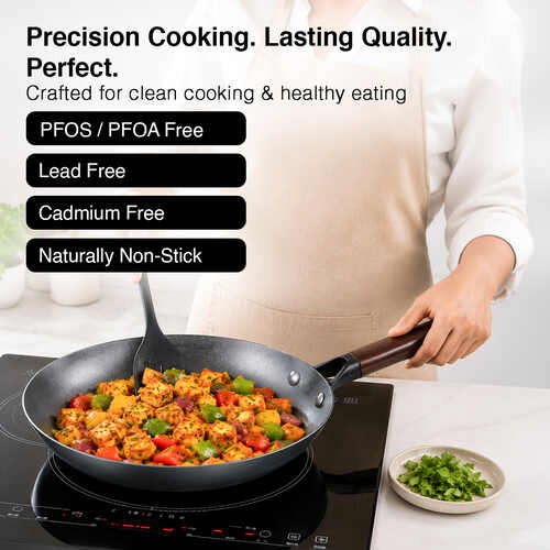 Prestige Castlite Nitride Cast Iron Fry Pan 24cm/1.5L | Lightweight, High Heat Retention & Rust-Proof | Gas & Induction Compatible | Low-Oil Cooking | Stay-Cool Handle | Chemical-Free | 15Y Warranty