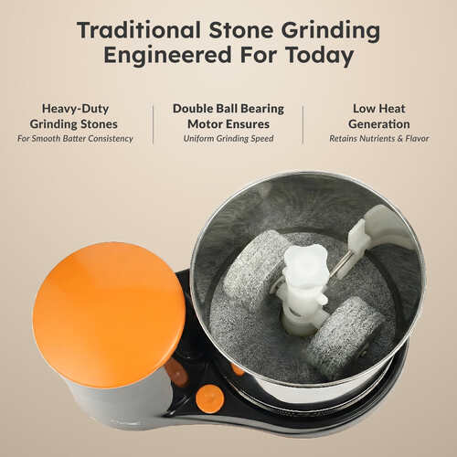 Prestige PWG 07 Wet Grinder with Stainless Steel Drum 200 W, 2 L (Black, Orange)