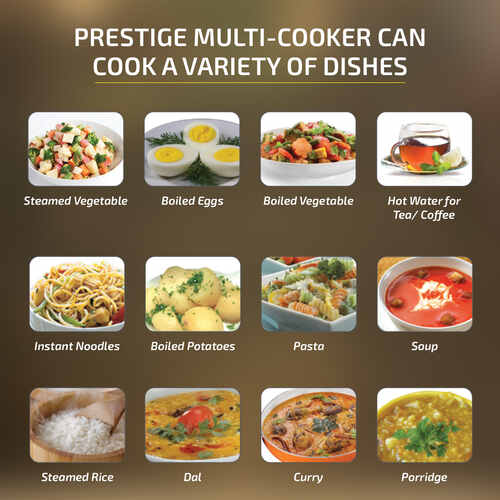 Prestige Multi-Cooker 1.5 Litre PMC 4.0 with Steamer and Egg Rack| Precise Temperature Control| Elegant Glass Lid| Concealed Element| 360 Degree Swivel| Cool Touch Handle