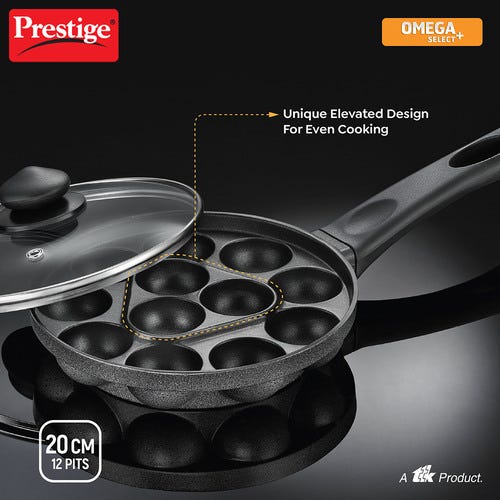 Prestige Omega Select Plus Paniyarakkal with Lid (Aluminium, Non-stick)