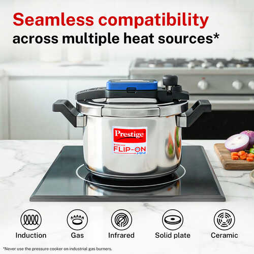 Prestige Svachh Flip-on Mini Stainless Steel Gas and Induction Compatible Pressure Cooker with Glass Lid, 3 Litre (Silver)