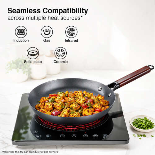 Prestige Castlite Nitride Cast Iron Fry Pan 24cm/1.5L | Lightweight, High Heat Retention & Rust-Proof | Gas & Induction Compatible | Low-Oil Cooking | Stay-Cool Handle | Chemical-Free | 15Y Warranty