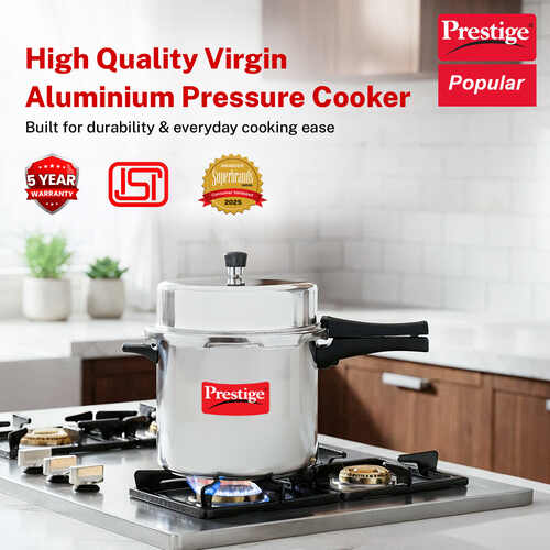 Prestige Popular Virgin Aluminium Precision Weight Valve Pressure Cooker, 12 L (Silver)
