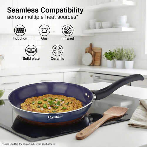 Prestige Ceraglide Ceramic Coated 24 cm Non-Stick Fry Pan | Consumes Less Oil | Preferred For High Heating & Even Heating | Stain-Resistant | Gas & Induction Compatible | No Harmful Chemicals