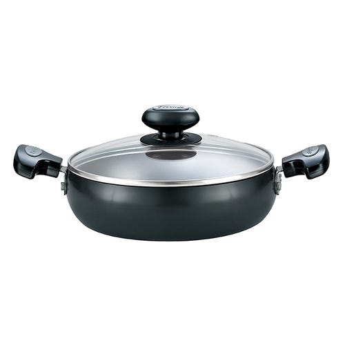 Prestige Hard Anodised Plus Saute Pan with Glass Lid, Black 24 cm