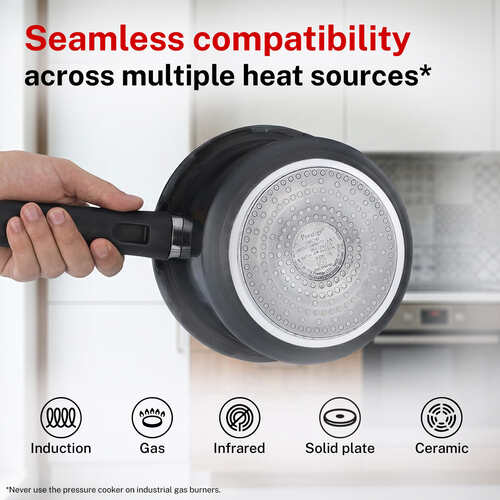 Prestige Svachh Hard Anodised Spillage Control Pressure Cooker, 3.5 L (Black)