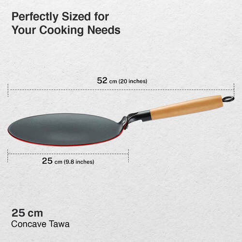 Prestige Castlite Enamel Coated Lightweight Cast Iron Concave Tawa | High Heat Retention, Rust-Proof | Gas & Induction Compatible | Low-Oil Cooking | Stay-Cool Handle | Easy Clean | 15Y Warranty