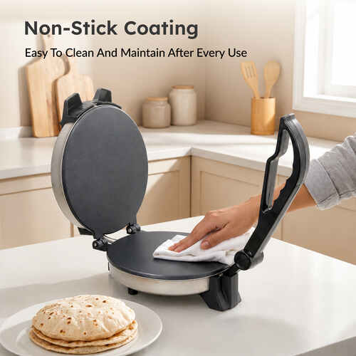 Prestige PRM 3.0 900-Watt Plain Plate Roti Maker (Silver) | Non-Stick Coating