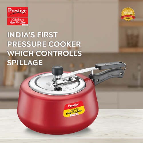 Prestige Nakshatra Cute Duo Svachh Aluminium Spillage Control Pressure Cooker (Red)