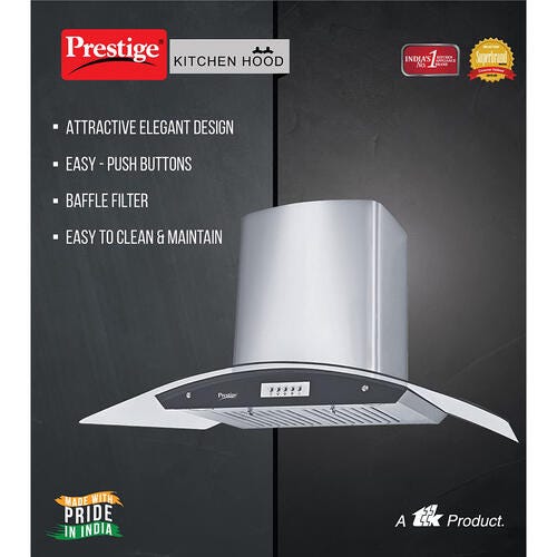 Prestige Vista 900 Kitchen Hood Chimney - Turbo Suction - 1000m3/hr