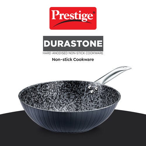 Prestige Durastone Hard Anodised 6 Layer Non-Stick Wok (Black)
