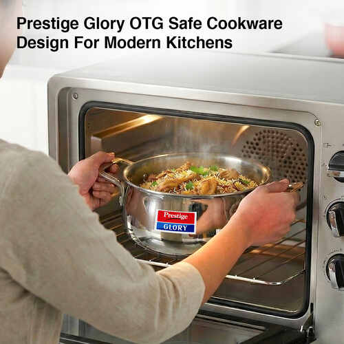 Prestige Glory Stainless Steel Cookware Handi 22 Cm / 5.0 L With Glass Lid