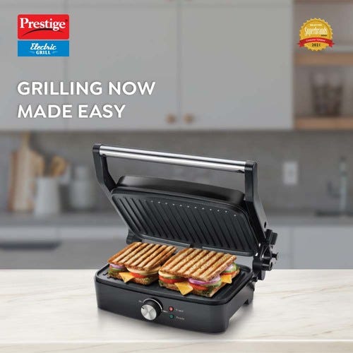 Prestige PEG 4.0 Electric Grill 2000 W with Detachable Oil Collector