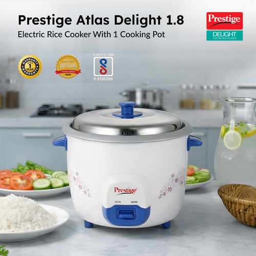 Prestige Atlas Delight Electric Rice Cooker (1.8 L, Blue)