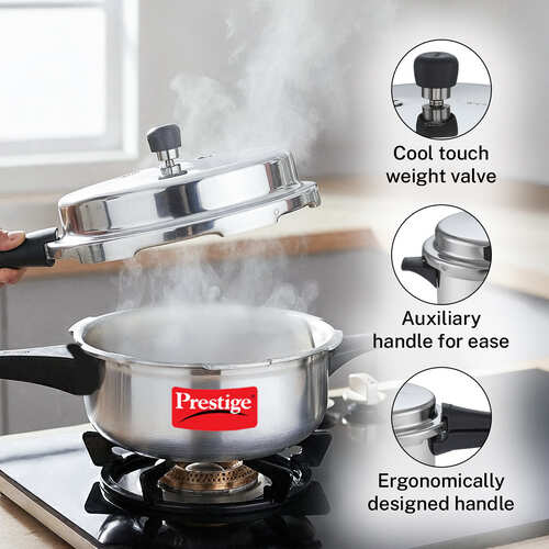 Prestige Popular Virgin Aluminium Senior Deep Pan Pressure Cooker, 6 L (Silver)