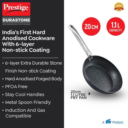 Prestige Durastone Hard Anodised 6 Layer Non-Stick Fry Pan, (Black)
