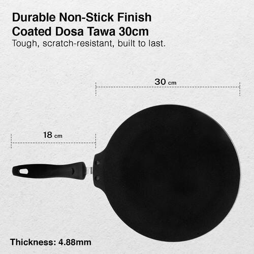 Prestige Omega Deluxe Induction Base Non-Stick Aluminium Flat Dosa Tawa, 30 cm, Red