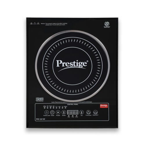 Prestige PIC 2.0 V2 Induction Cooktop 2000W with Indian Menu Options (Black)