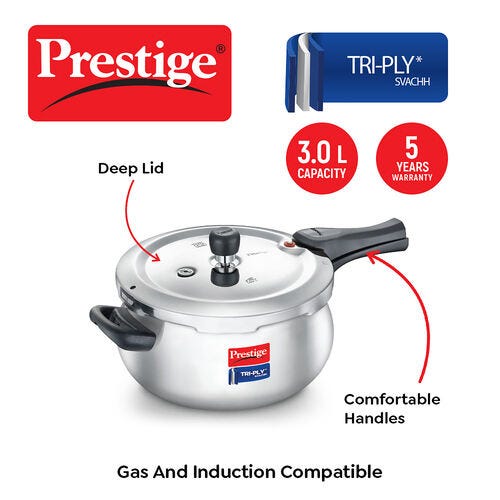 PRESTIGE SVACHH TRI-PLY HANDI PRESSURE COOKER 3 LITRE