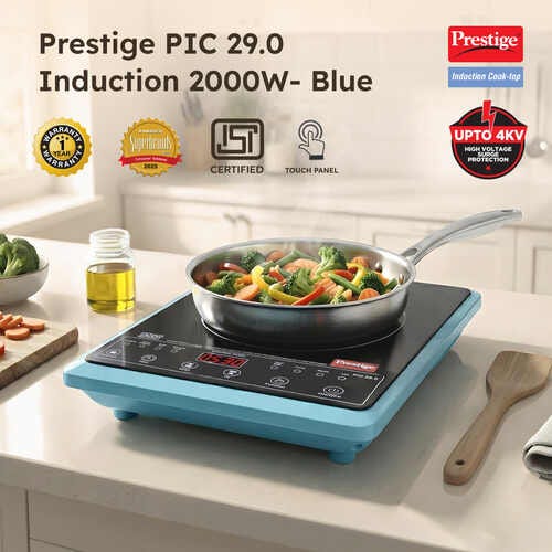 Prestige PIC 29.0 Induction Cooktop 2000 W with Pre-set Indian Menu Options (Blue)