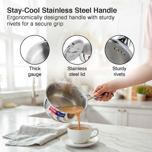 Prestige 16cm/1.5L Tri-Ply Stainless Steel Splendid Sauce Pan with Lid