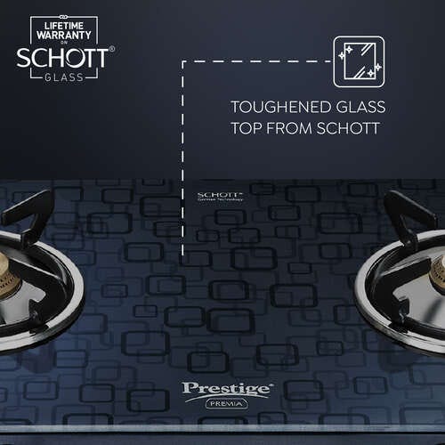Prestige Premia Schott Glass Top Gas Stove - (Black)