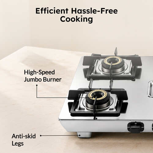 Prestige Stellora Stainless Steel L.P. Gas Stove (With Stainless Steel Body and 4 Unit Brass Burners)