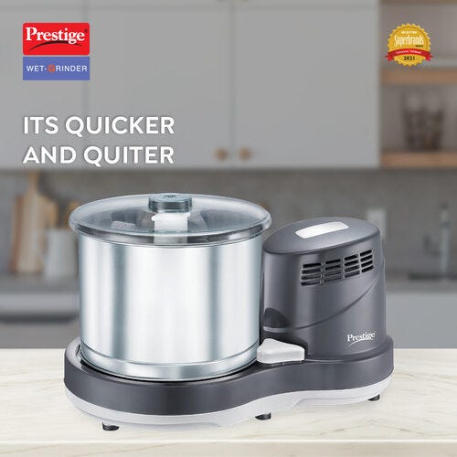 Prestige PWG 08 Wet Grinder with Stainless Steel Drum 200 W, 2 L (Black, Silver)