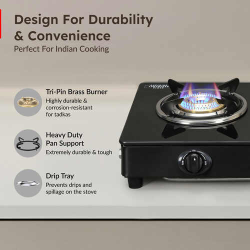 Prestige Marvel Glass Top Gas Stove (2 Burners) with Auto Ignition - GTM 02 AI Black