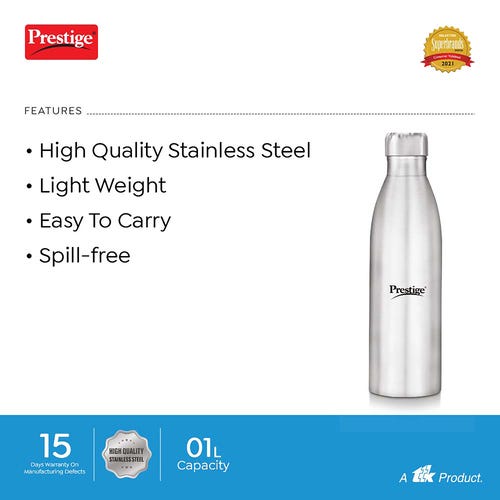 Prestige Single Walled Water Bottle PSSB 03 SS - 1L