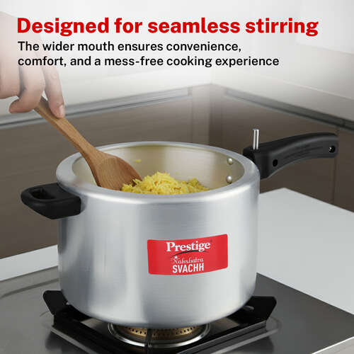 Prestige Nakshatra Svachh Aluminium Inner Lid Pressure Cooker with Unique Deep Lid for Spillage Control, 8 L