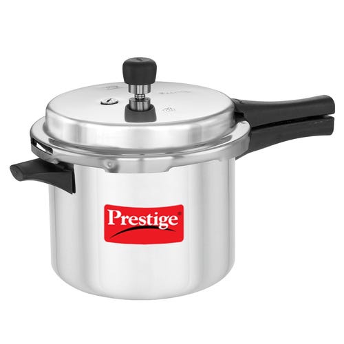 Prestige Popular Virgin Aluminium Precision Weight Valve Pressure Cooker, (Silver)