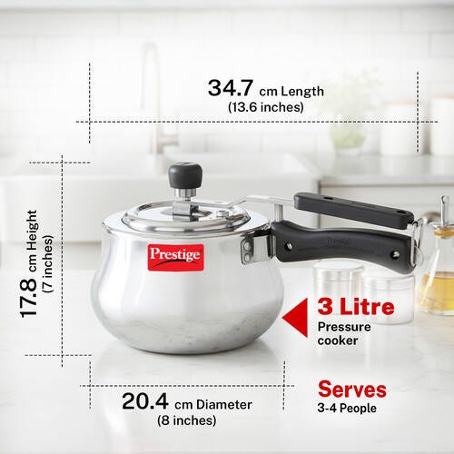 Prestige Nakshatra Plus Svachh Aluminium Spillage Control Handi Pressure Cooker, 3 L (Silver)