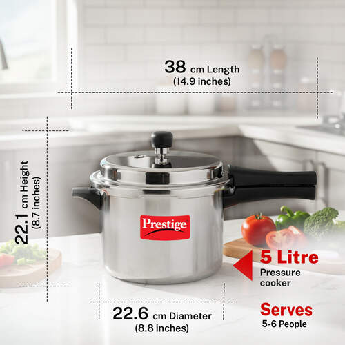 Prestige Popular Virgin Aluminium Precision Weight Valve Pressure Cooker, (Silver)