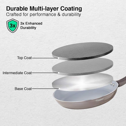Prestige Ceraglide Duo Ceramic Coating Non Stick Aluminium Cookware Fry Pan Dia 28 cm (2.3 Litre)