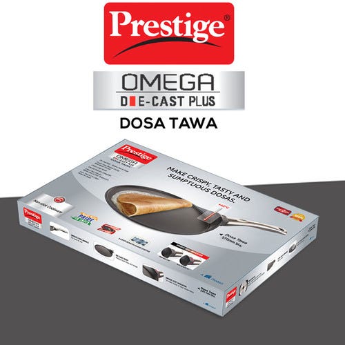 Prestige Omega Die-Cast Plus Non Stick Induction Base Tawa 27cm (Black)