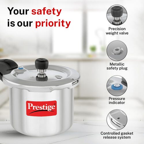 Prestige Svachh Aluminium Anti Bulge Gas and Induction Compatible Pressure Cooker, 3 L (Silver)