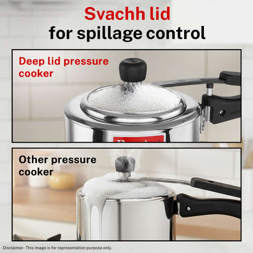 Prestige 2 L Tri-Ply Svachh Inner Lid Pressure Cooker| Gas and Induction Compatible| Spillage Control| Even Heat Distribution| Low Cooking Oil| Faster Cooking| 5 Years Warranty| Silver