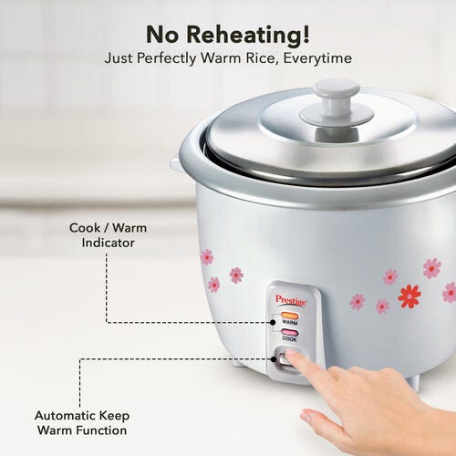 Prestige PRWO Electric Rice Cooker with Close Fit Lid