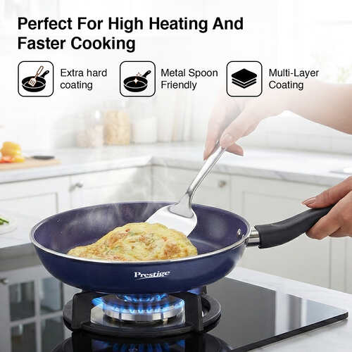 Prestige Ceraglide Ceramic Coated 24 cm Non-Stick Fry Pan | Consumes Less Oil | Preferred For High Heating & Even Heating | Stain-Resistant | Gas & Induction Compatible | No Harmful Chemicals