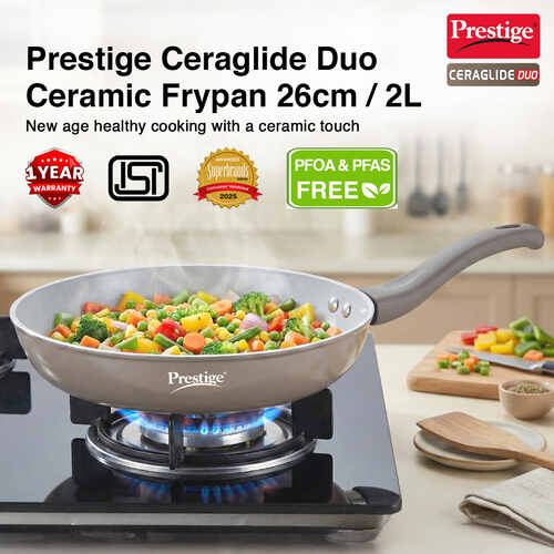 Prestige Ceraglide Duo Ceramic Coating Non Stick Aluminium Cookware Fry Pan Dia 26 cm (2.0 Litre)