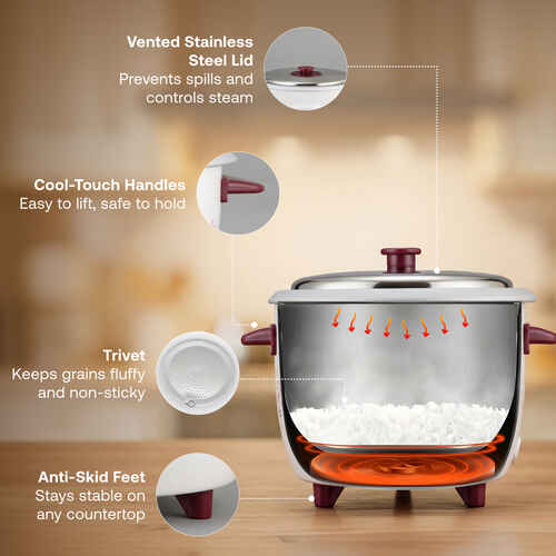 Prestige Delight Electric Rice Cooker - PRWO- Red (1.5L Open Type)