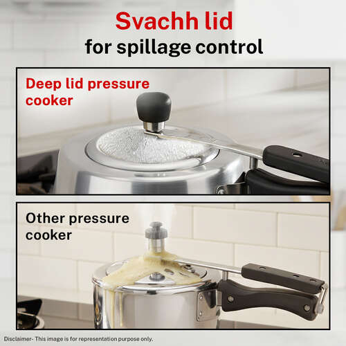 Prestige Nakshatra Plus Svachh Aluminium Spillage Control Pressure Cooker, 5 L (Silver)
