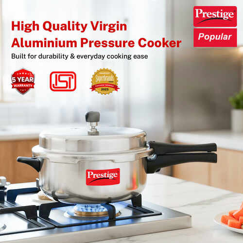 Prestige Popular Virgin Aluminium Senior Deep Pan Pressure Cooker, 6 L (Silver)
